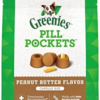 Greenies Pill Pockets for Dogs Capsule Size Natural Soft Dog Treats with Real Peanut Butter, 15.8 oz. Pack (60 Treats)