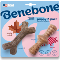 Benebone:Puppy Maplestick & Zaggler Chew Toys – Bacon & Maplewood Flavor, Tiny, 2-Pack